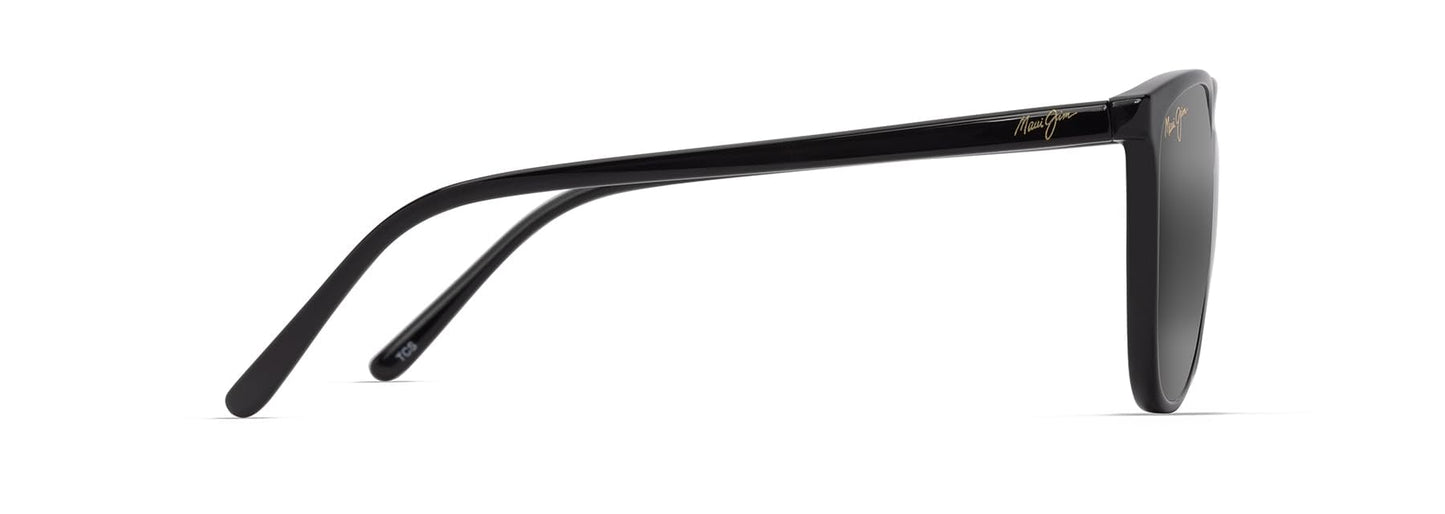 Maui Jim Womens's Ocean Polarized Cat Eye Sunglasses, Shiny Black/Neutral Grey Polarized, Medium