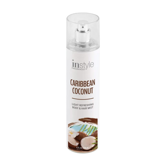 Instyle Fragrances Light Refreshing Body & Hair Mist, Caribbean Coconut, Premium Women’s Body Spray, Infused with Panthenol, CLEAN, Vegan Beauty & Personal Care Instyle Fragrances
