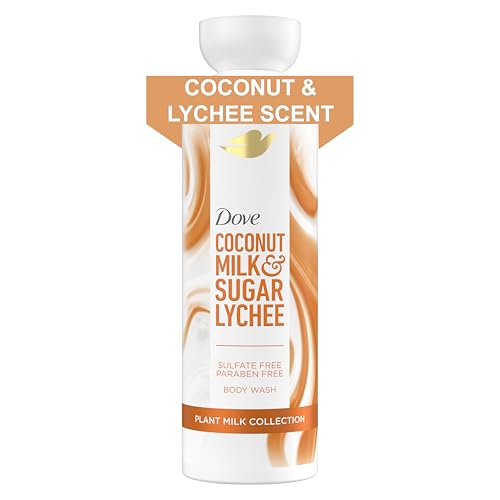 Dove Plant Milk Cleansing Body Wash Coconut & Lychee for Moisturized Skin Gentle Cleanser, No Sulfate Cleansers or Parabens, 98% Biodegradable 17.5 fl