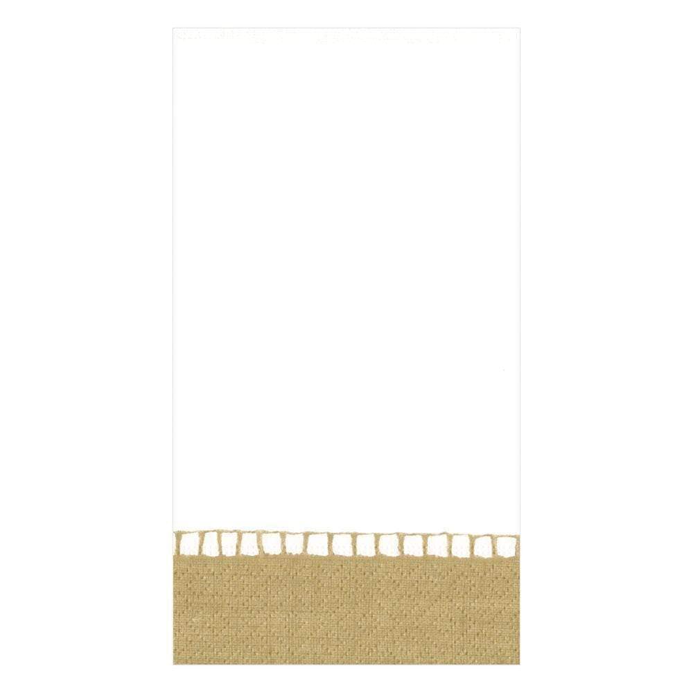Caspari Linen Border Paper Guest Towel Napkins in Gold, Pack of 15 (7657G)