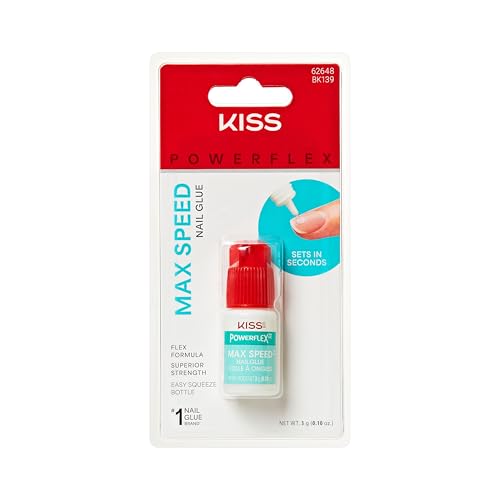 Kiss PowerFlex Maximum Speed Nail Glue - Fast Drying Adhesive for Glue-On Nails & Repairs with Nozzle Tip Applicator, Ideal for Tips & Wraps, Net Wt Beauty & Personal Care KISS