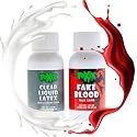 TOXIX Liquid Latex and Fake Blood Kit, 1 fl oz each, Clear Latex and Realistic Red Blood for Special Effects, Halloween Costumes, Scars, Wrinkles