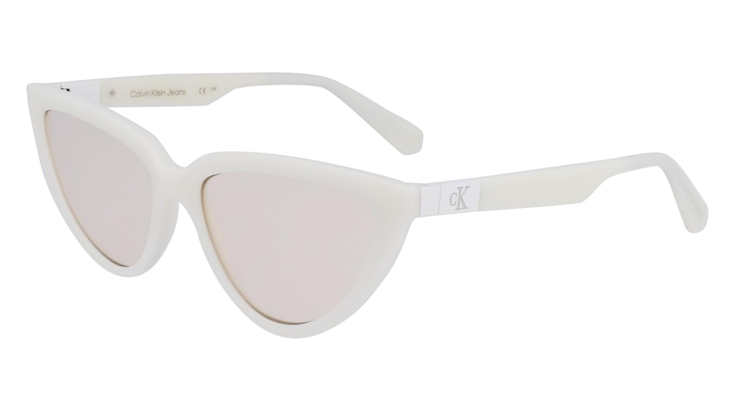 CALVIN KLEIN JEANS Women's CKJ23658S Cat Eye Sunglasses, White, One Size