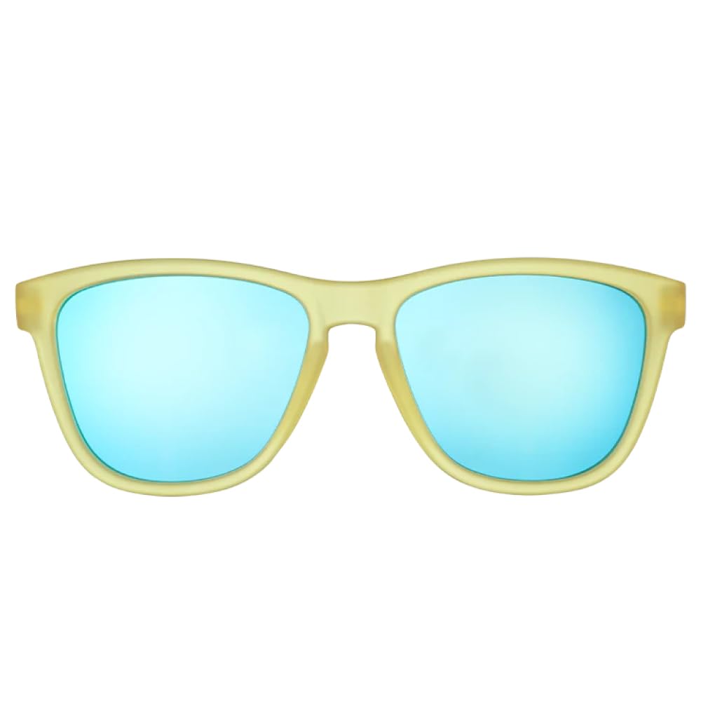 goodr Swedish Meatball Hangover Polarized Sunglasses, Medium Sized (OG), Yellow Translucent Frames with Blue Mirrored Reflective Lens, UV400
