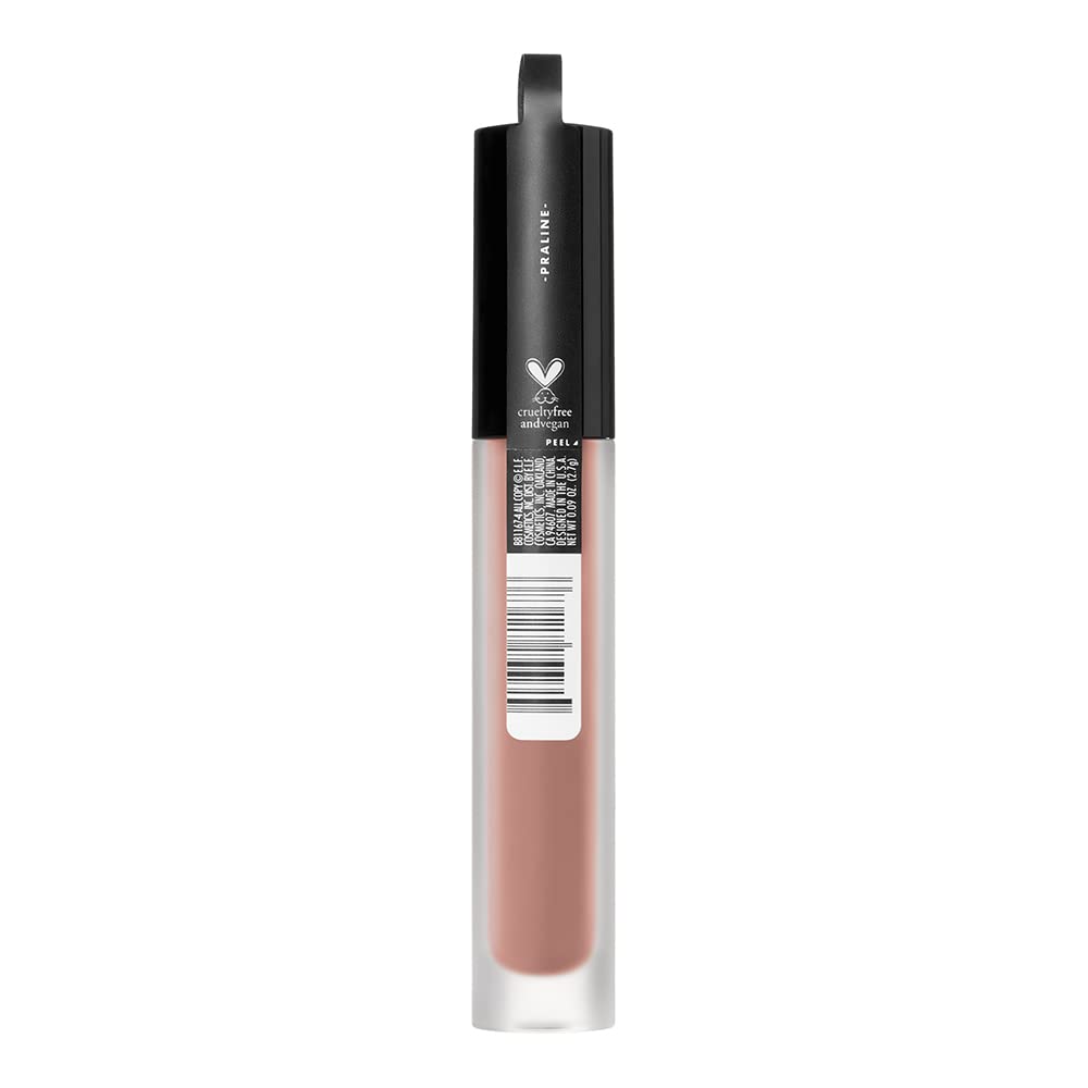 e.l.f. Cosmetics Liquid Matte Lipstick, Highly Pigmented, Quick Drying & Smudge Proof, Nourish & Soften, Diamond-Shaped Wand, Praline