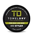 TOWELDRY Mid Styler Firm Hold + Low Shine Matte Finish - Men's Hair Styling Fiber Cream - 7/10 Hold - Easy Washout Formula - Men's Grooming Gear, Made