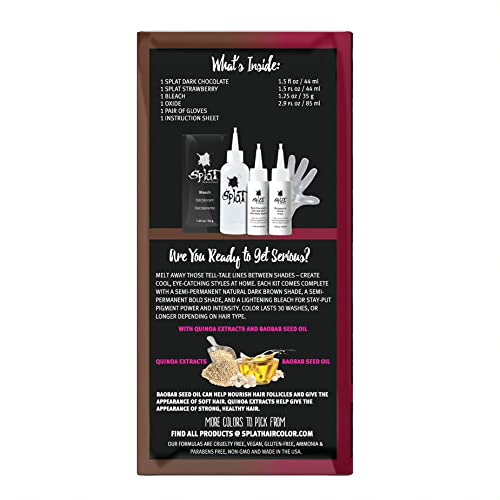 SPLAT MELTS COMPLETE KIT WITH BLEACH AND 2 SEMI-PERMANENT HAIR COLORS (Strawberry & Dark Chocolate)