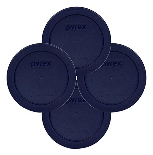 Pyrex 7200-PC 2-Cup Blue Food Storage Replacement Lid (4-Pack) - Made in USA