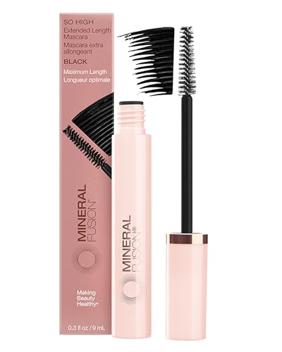 Mineral Fusion So High Extended Length Mascara (Black) - Lengthening Formula For Look of Long, Lush Lashes - Hypoallergenic With Kaolin Clay for Long