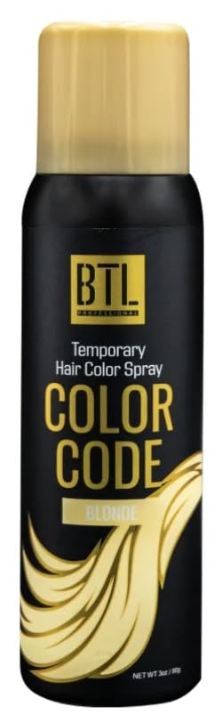 BTL Professional BTL Color Code Temporary Hair Color Spray-On! Vibrant & Easy to Wash | Fast Drying (3oz/80g) (Blonde, 3oz/80g)