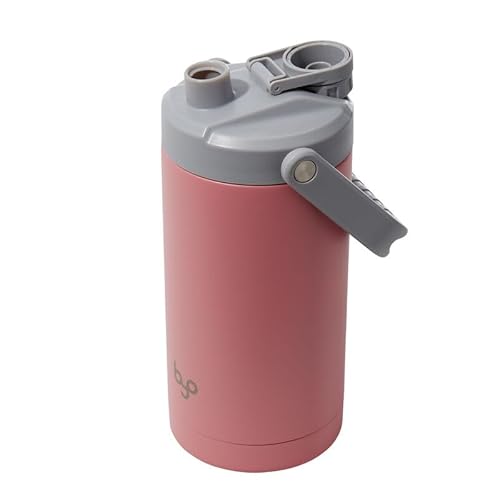 Built Byo 64 Oz Double Walled Insulated Stainless Steel Bottle (Pink) - BPA-Free Leakproof Chug Lid, Durable Sweat-Proof Silicone Grip Handle