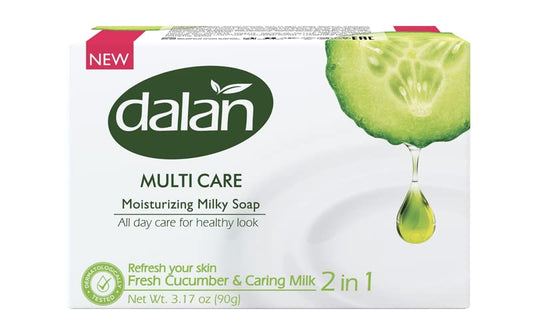 Dalan Multi Care Moisturizing Soap 2 in 1 (Fresh Cucumber & Caring Milk, 3 Pack)