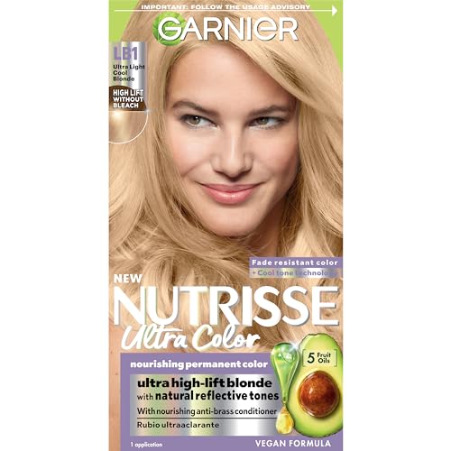 Garnier Hair Color Nutrisse Ultra Color Nourishing Creme, LB1 Ultra Light Cool Blonde (Calla Lily) Permanent Hair Dye, 1 Count (Packaging May Vary)