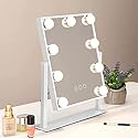 IMEASY Vanity Mirror with Lights?Hollywood Lighted Makeup Mirror with 3 Color Modes and 9 Dimmable Diamond LED Light Bulbs Detachable 10X