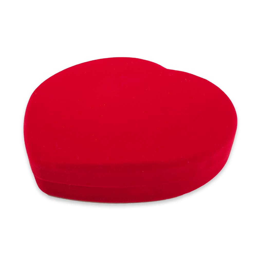 N'icePackaging 1 Qty - Premium Macaw-Red Flocked Velour Large Heart-Shaped Combo Jewelry Box