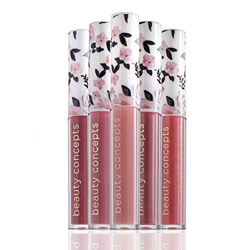 Beauty Concepts Lip Gloss Collection - Shimmering, Glossy Lip Makeup Set for a Radiant Finish, Floral Collection