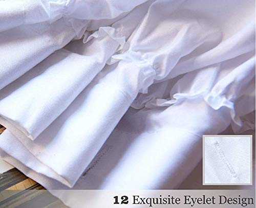 Ruffled White Fabric Shower Curtain