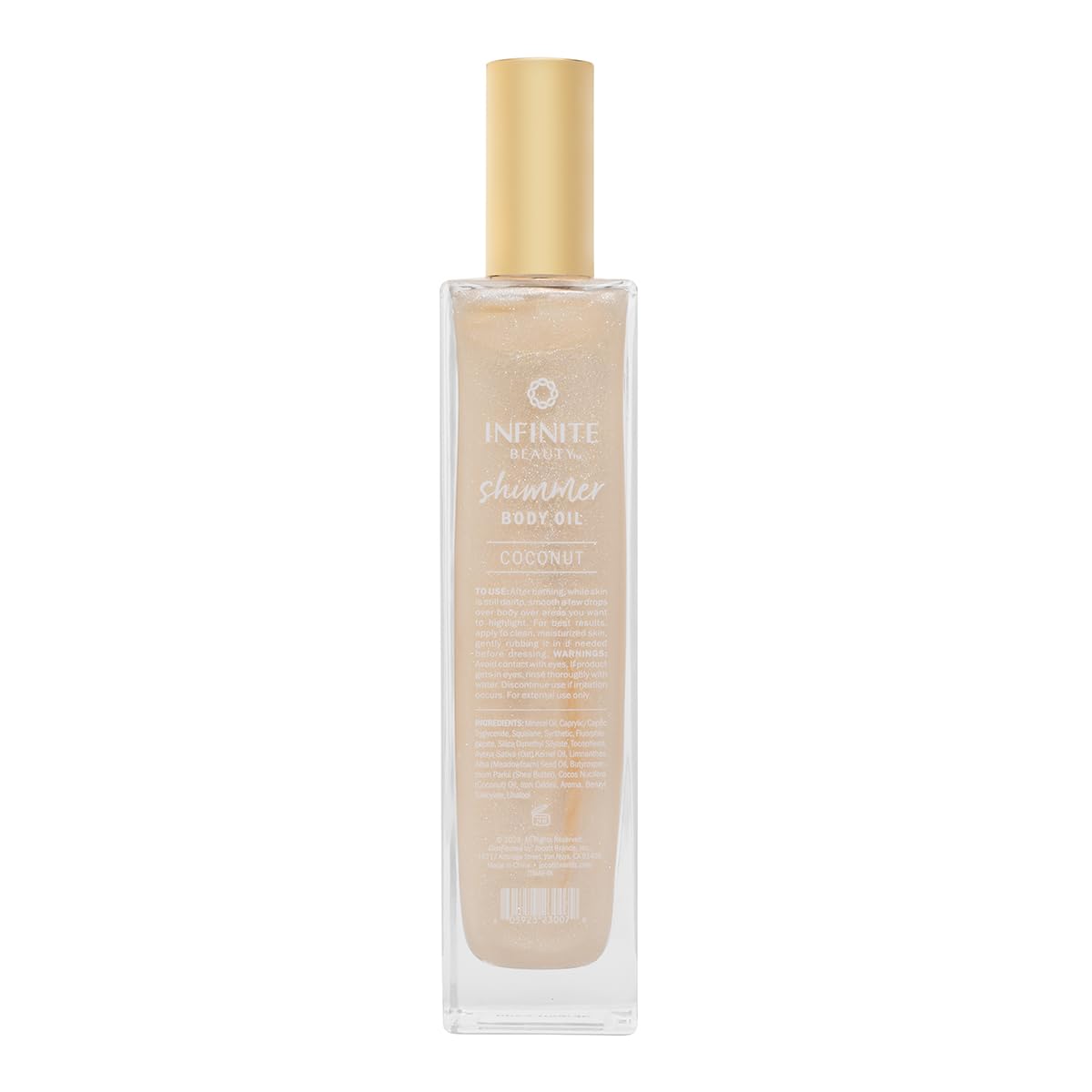 Infinite Beauty Shimmer Body Oil - 5 Fl Oz | Coconut & Gold Glitter for Radiant Skin | Hydrating & Illuminating | Perfect After Bath | Adds a