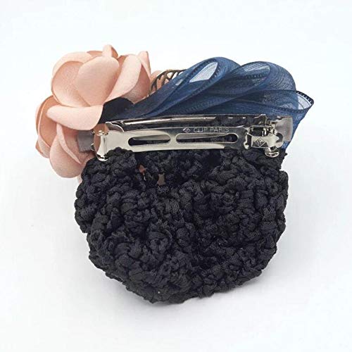 Women Hair Bun Cover Net Snood Hairnet Bowknot Decor Barrette Hair Clip Bow Ribbon Flower Hair Accessories For Stewardess Banks Hotels Restaurant