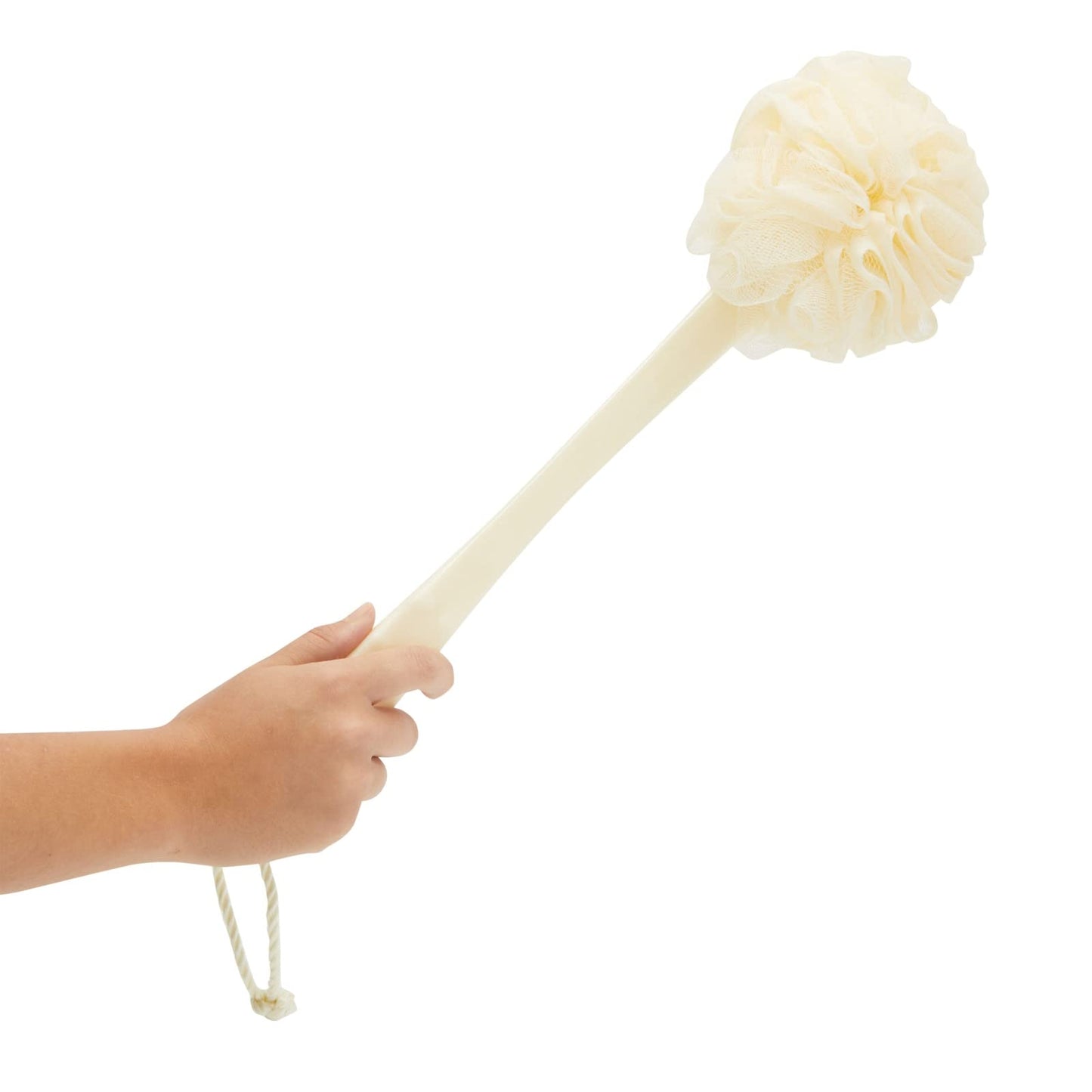 Juvale Exfoliating Luffa Shower Scrubber & Bath Scrubber for Body - 18 in, Ivory, 3-Pack - Loofah on a Stick & Shower Brush for Back