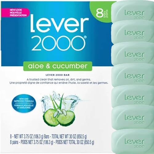 Lever 2000 Refreshing Body Soap and Facial Cleanser With Aloe & Cucumber Effectively Washes Away Bacteria, Fresh Aloe, 3.75 Ounce (Pack of 8) Beauty & Personal Care Lever 2000