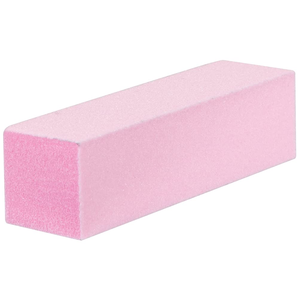 ForPro Professional Collection Pink Pedicure Block, 100/180 Grit, Three-Sided Pedicure Nail Buffer, 3.75” L x 1” W x 1” H, 15-Count