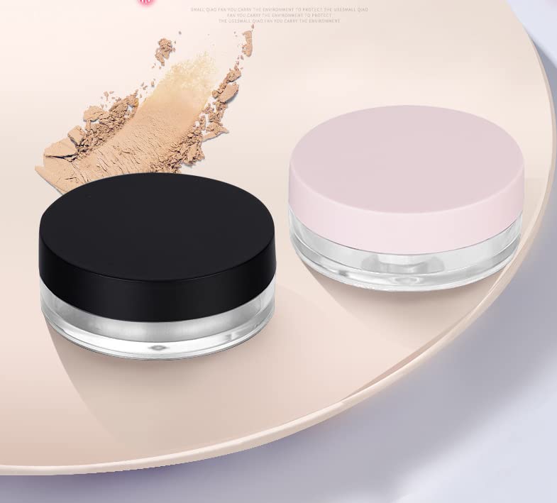 HLLMX 2 PCS Empty Loose Powder Container 10g Reusable Loose Powder Compact Case Make Compact Container DIY Makeup Powder Case with Sponge Powder