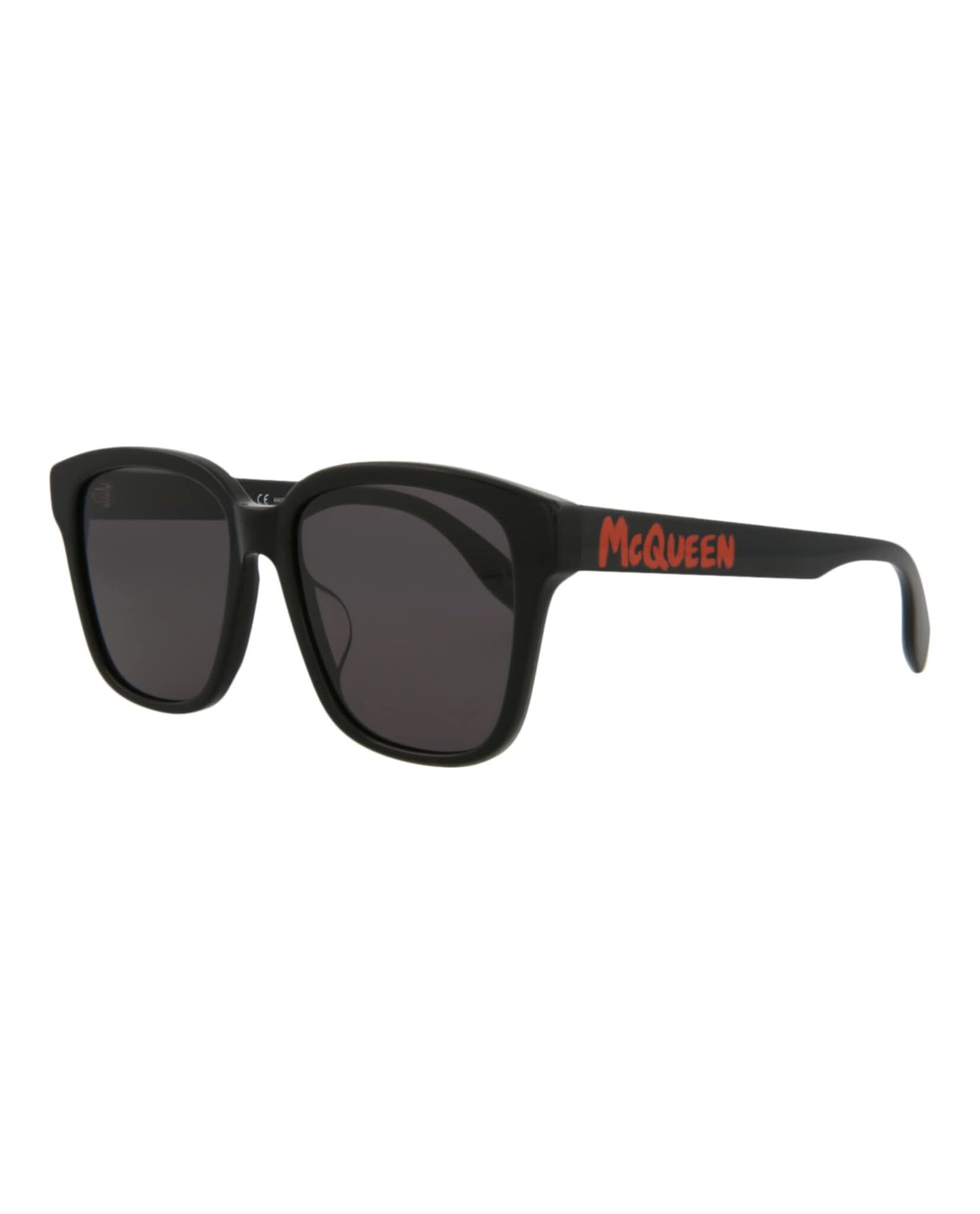 Alexander McQueen Square/Rectangle Sunglasses Black Black Grey Luxury Eyewear Made In Italy Acetate Frame Designer Fashion for Everyday Luxury