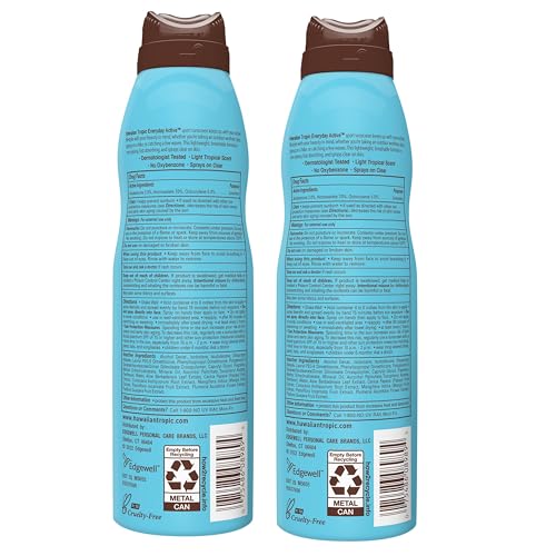 Hawaiian Tropic Everyday Active Clear Spray Sunscreen SPF 30| Hawaiian Tropic Sunscreen Spray SPF 30, Sunblock, Oxybenzone-Free, 6oz each Twin Pack