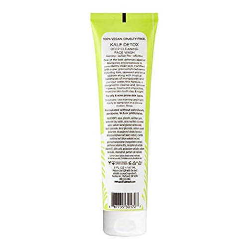 Pacifica Beauty Kale Detox Deep Cleaning Daily Face Wash + Cleanser, Coconut Water + Aloe Vera, For Oily and Blemish Prone Skin, 2 Pack, Sulfate