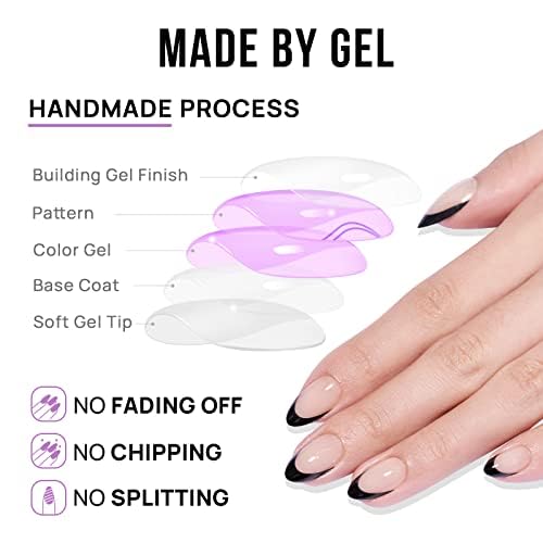 BTArtbox Press On Nails Medium - Golden Age, Lamp-Curable Almond Spakly French Tip Press On Nails with Glue and Adhesive Tabs for Women, Soft Gel Glue Beauty and Personal Care BTArtbox