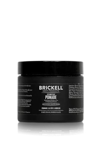 Brickell Men's Products Hair Styling Clay Pomade For Men, Natural & Organic with Strong Hold & Matte Finish, Product for Modern Hairstyles, 2 Ounces
