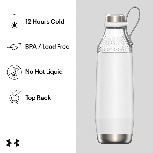 UNDER ARMOUR Twist-Off Top Stainless Steel Water Bottle 22oz for Ice & Protein Shake - Insulated, Shatter-Proof, Odor-Proof Shaker, Infinity Bottle
