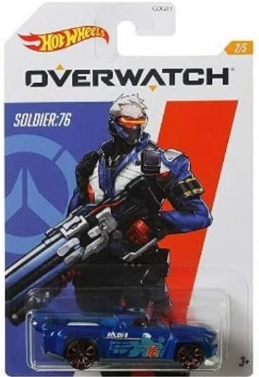 Hot Wheels Overwatch Car Series Die‑Cast 5‑Pack Bundle- Tracer, Soldier:76, Reinhardt, D.Va & Roadhog | Licensed Blizzard Collectible | 1:64 Scale