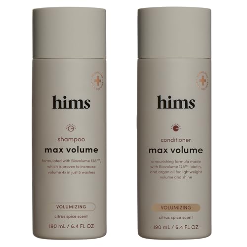 hims Max Volume Shampoo & Conditioner Set - Biovolume 128, Biotin, & Argan Oil - Root Lift & Moisturizing for Fine Hair - Sulfate-Free, Paraben-Free