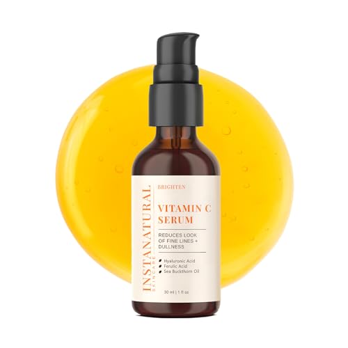 InstaNatural Vitamin C Face Serum, Brightens, Hydrates and Reduces Signs of Aging, with Vitamin C, Hyaluronic and Ferulic Acid, 1 FL Oz Beauty & Personal Care InstaNatural