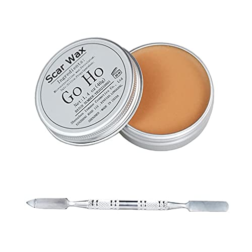 Go Ho Nose and Scar Wax(1.4 oz),Fake Molding Wound Skin Wax,Body Paint Fake Nose Stage Zombie Cosplay Costume SFX Makeup with Spatula,Makeup Special