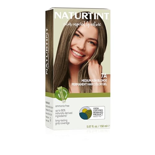 Naturtint 7A Medium Ash Blonde Permanent Hair Color (Pack of 1), Ammonia Free, Vegan, Cruelty Free, up to 100% Gray Coverage, Long Lasting Results