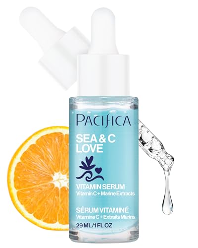 Pacifica Beauty Sea and C Love Vitamin C Serum, Skincare, Hyaluronic Acid, Green Tea, Marine Extracts, Blue Light Protection, Brightening