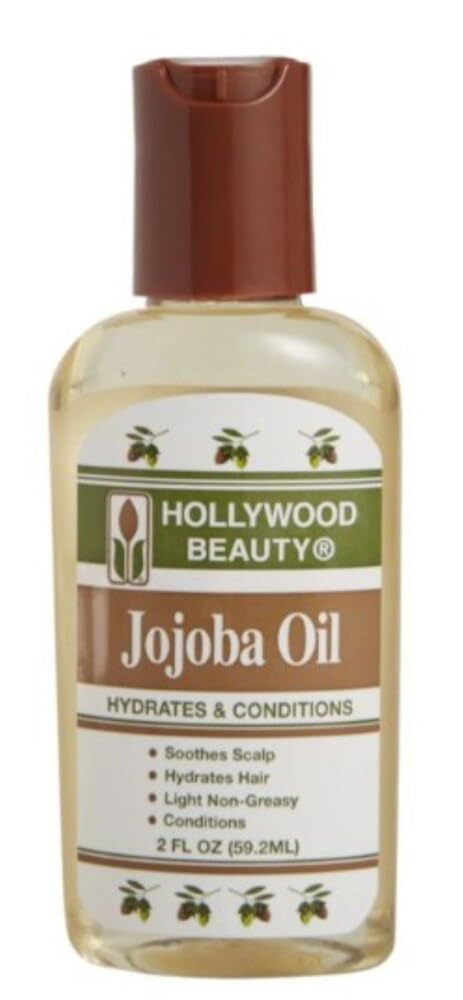 Hollywood Beauty Jojoba Hair Oil, Light, Non-Greasy, Hydrates & Conditions Hair, Anti-Frizz Fighter, Scalp Soothing, Hot Oil Treatment (2 Ounce