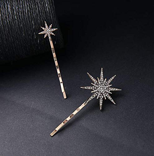 DNHCLL Moon Star Hexagram Crystal Hair Clips Set Women Lady Alloy Barrettes Hairpin Side Clip Hair Accessories Decorative Hair Accessoeies Headpieces