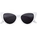 OWL Cat Eye Sunglasses for Women Retro Vintage 1950s - White Frame Smoke Lens