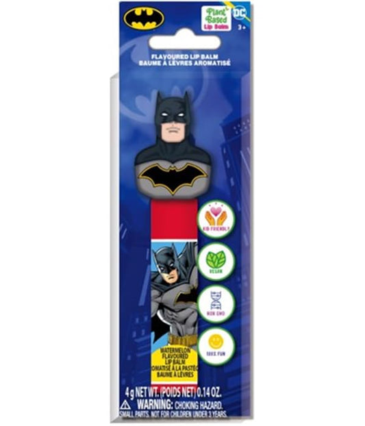 Batman Watermelon Lip Balm with Character Rubber Topper - Moisturizing Superhero Lip Care
