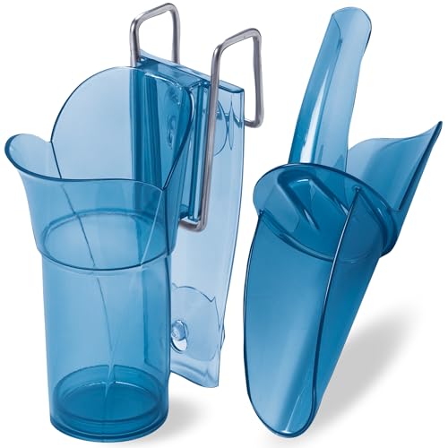 San Jamar Saf-T-Scoop Ice Scoop with Storage Caddy for Kitchens, Restaurants, And Fast Food, Plastic, 20 To 24 Ounces, Blue