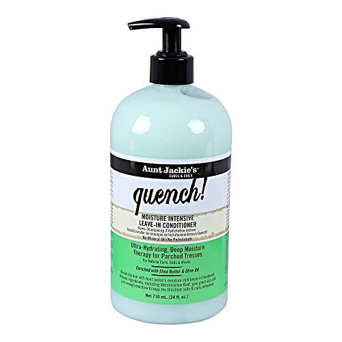 Aunt Jackie's Curls and Coils Quench, Large 24oz Family Sized Pump, Moisture Intensive Leave-In Hair Conditioner for Natural Curls, Coils and Waves