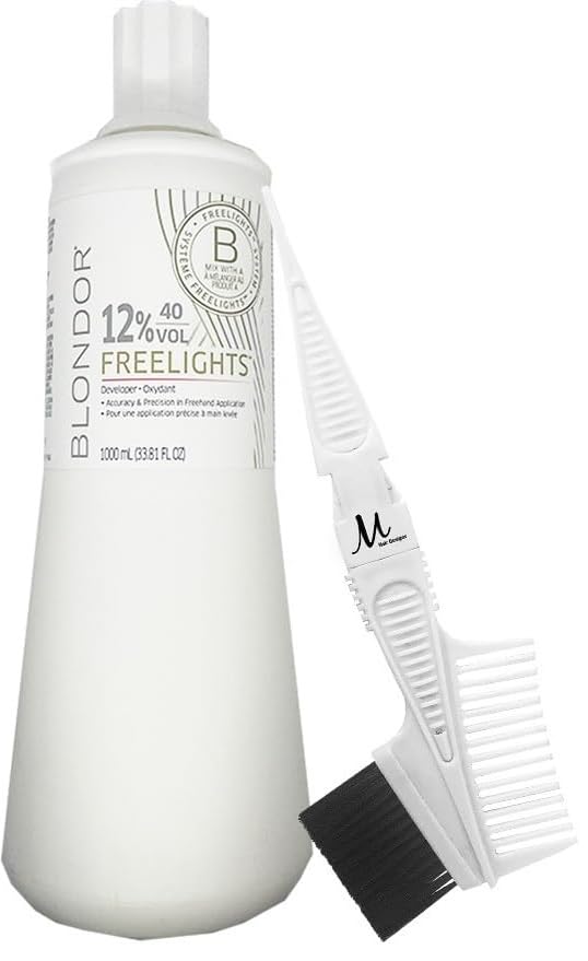 Blondor Freelights Developer 12% / 40 Volume 33.8 Fl Oz and M Hair Designs Tint Brush Comb (Bundle) Beauty & Personal Care M Hair Designs