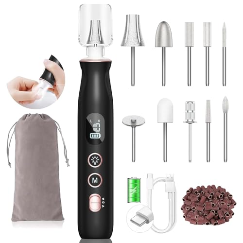 HSKAI Electric Nail File Drill, Cordless Toe Nail Grinder for Thick Toenails & Callus, 10-Speed 2000mAh Rechargeable Nail Filer, 50Pcs Manicure Beauty and Personal Care HSKAI Default Title