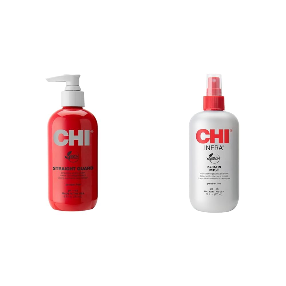 CHI Straight Guard Smoothing Styling Cream, 8.5 FL Oz & Keratin Mist,12 Fl Oz Beauty and Personal Care CHI Default Title