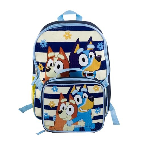 Fast Forward Bluey Backpack And Detachable Lunchbox - 15" - Bandit and Chilli - Adjustable Straps