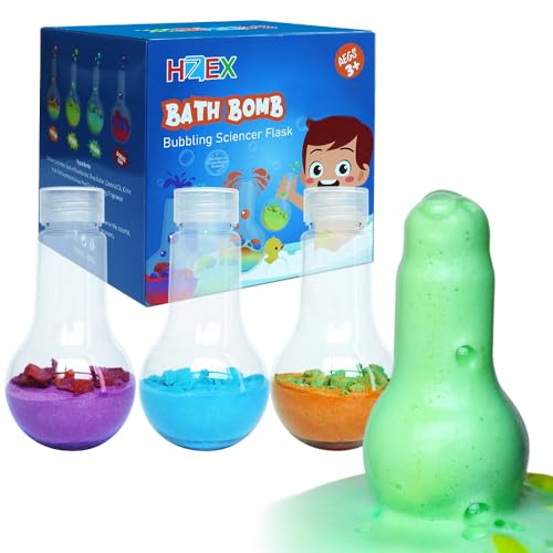 HZEX Bath Bombs for Kids, Fun Scientific Potion - 4 Sciencer Flask with Bath Lava Fun - Natural & Safe Bath Bombs for Kids - Fun Bath Time Toys Beauty and Personal Care HZEX